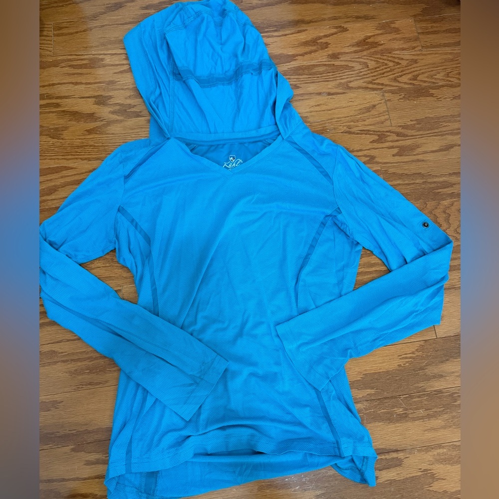 Kuhl women's hooded pullover long sleeve top teal blue size medium